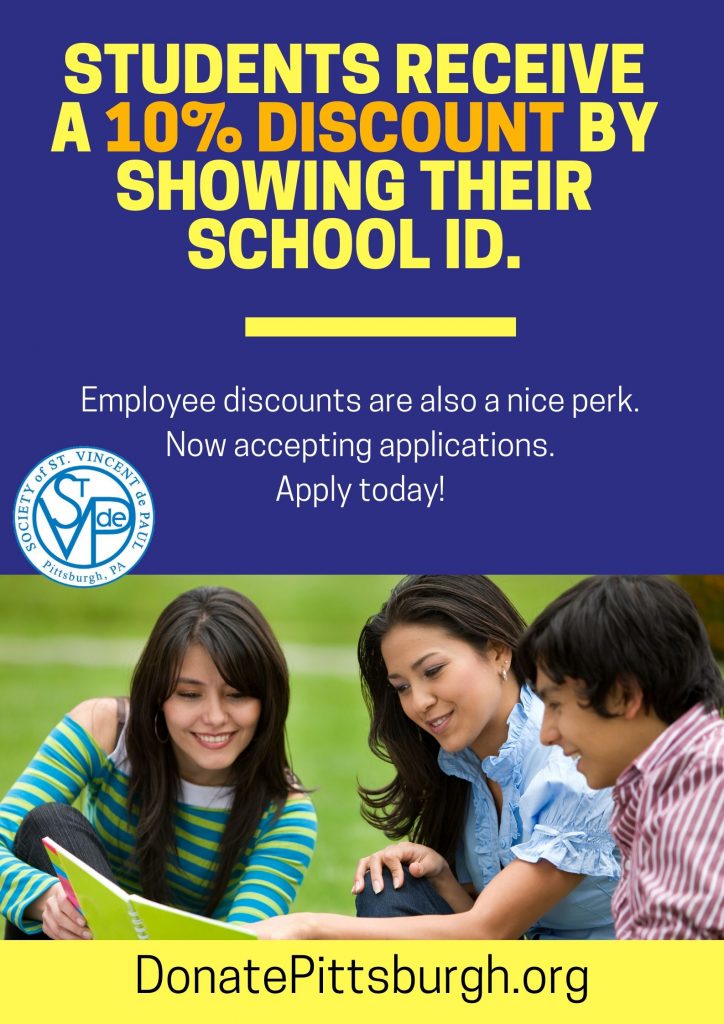 Student Discounts – Society of St Vincent de Paul Council of Pittsburgh